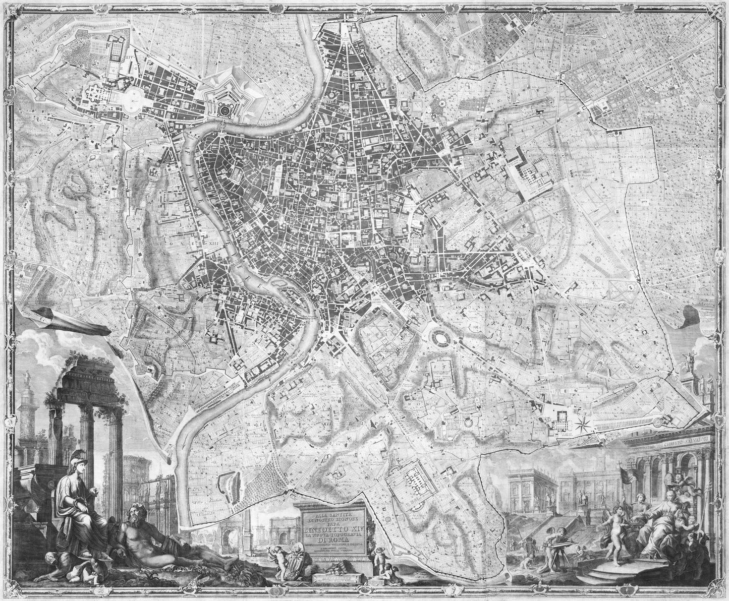 1748 Nolli¡¯s Pianta Grande di Roma | Fabric Adhesive Wall Mural