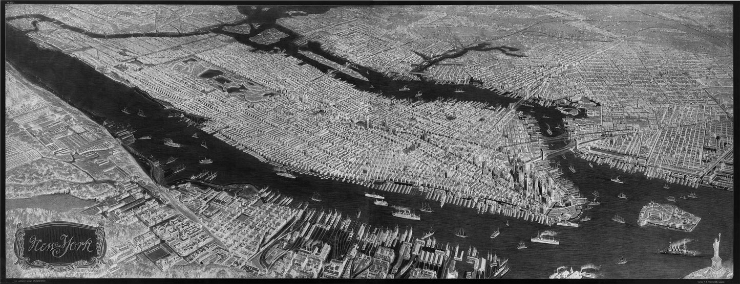 1908 New York | A Rare Bird's Eye View | Fabric Adhesive Wall Mural