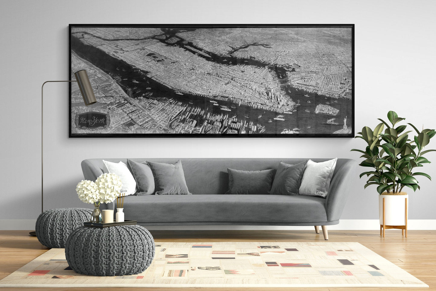 1908 New York | A Rare Bird's Eye View | Fabric Adhesive Wall Mural