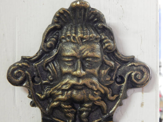 Door Knocker - Cast Iron Neptune Poseidon Man God