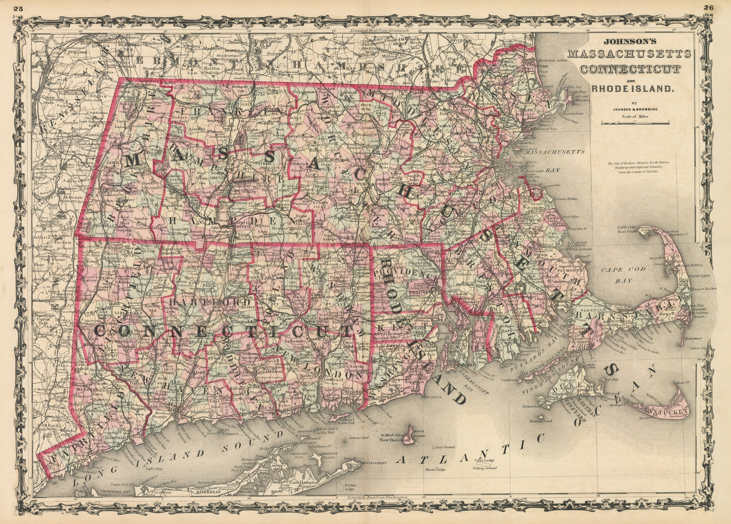 1861 Johnson's Massachusetts Connecticut and Road Island
