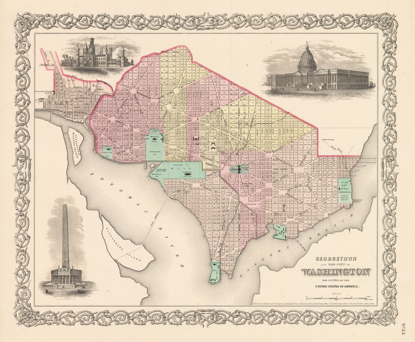 1856 Georgetown and the City of Washington the Capitol of the United States of America