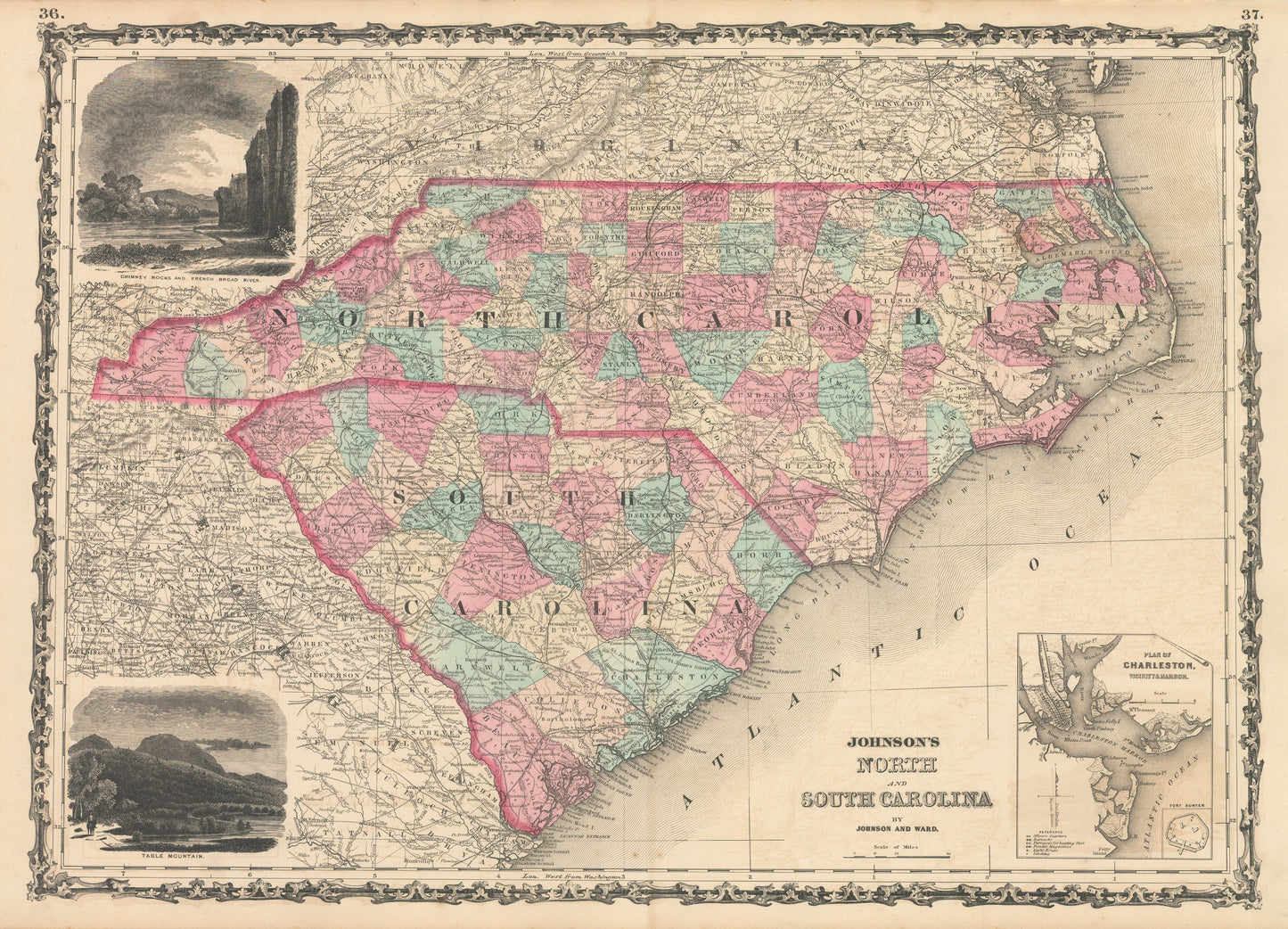 1862 Johnson's North and South Carolina