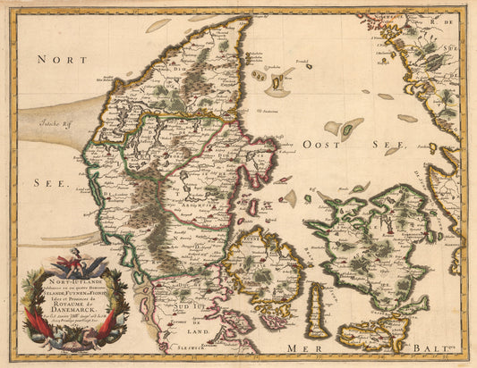 1679 Nort-Iutlande Subdiuisee en ses Quatre Dioeceses...Danemarck