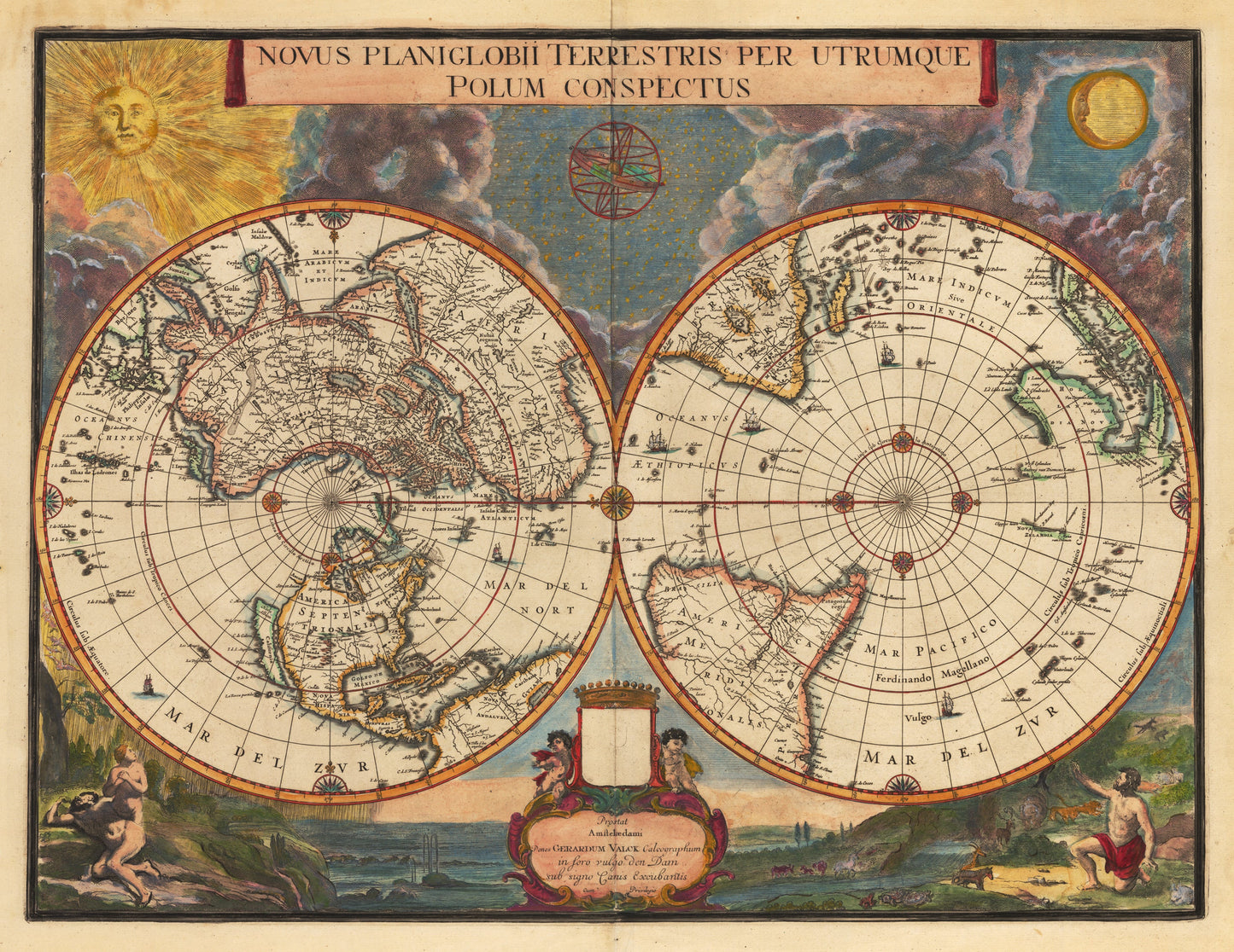1695 Novus Planiglobii Terrestris Per Utrumque Polum Conspectus