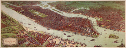 1908 New York | A Rare Bird's Eye View  | Fabric Adhesive Wall Mural