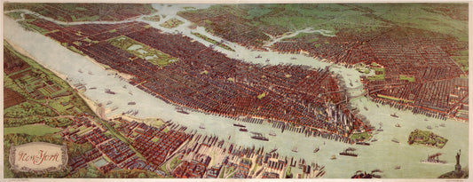 1908 New York | A Rare Bird's Eye View  | Fabric Adhesive Wall Mural