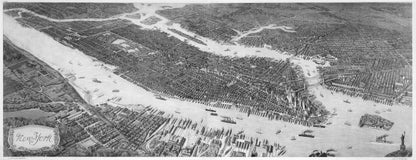1908 New York | A Rare Bird's Eye View  | Fabric Adhesive Wall Mural