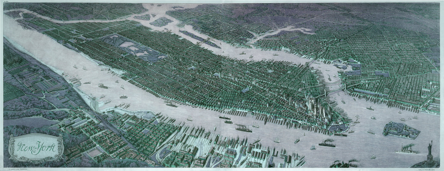 1908 New York | A Rare Bird's Eye View  | Fabric Adhesive Wall Mural