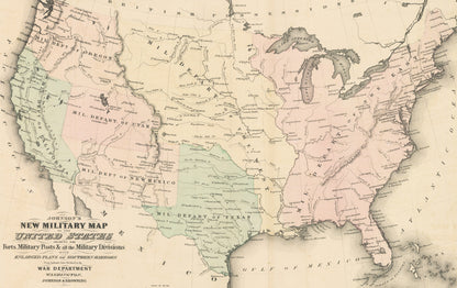 1861 Johnson's New Military Map of the United States...