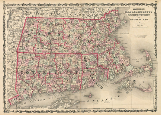 1861 Johnson's Massachusetts Connecticut and Road Island
