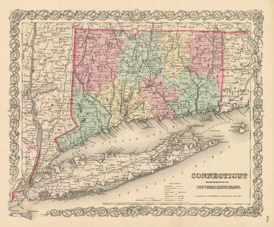 1856 Connecticut with Portions of New York & Rhode Island