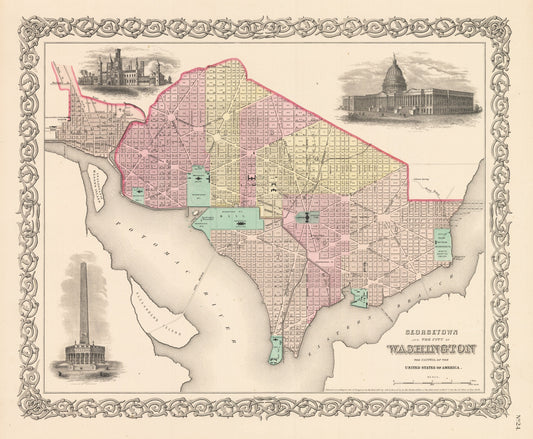 1856 Georgetown and the City of Washington the Capitol of the United States of America