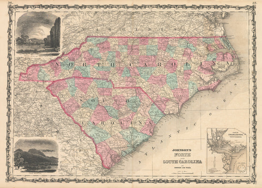 1862 Johnson's North and South Carolina