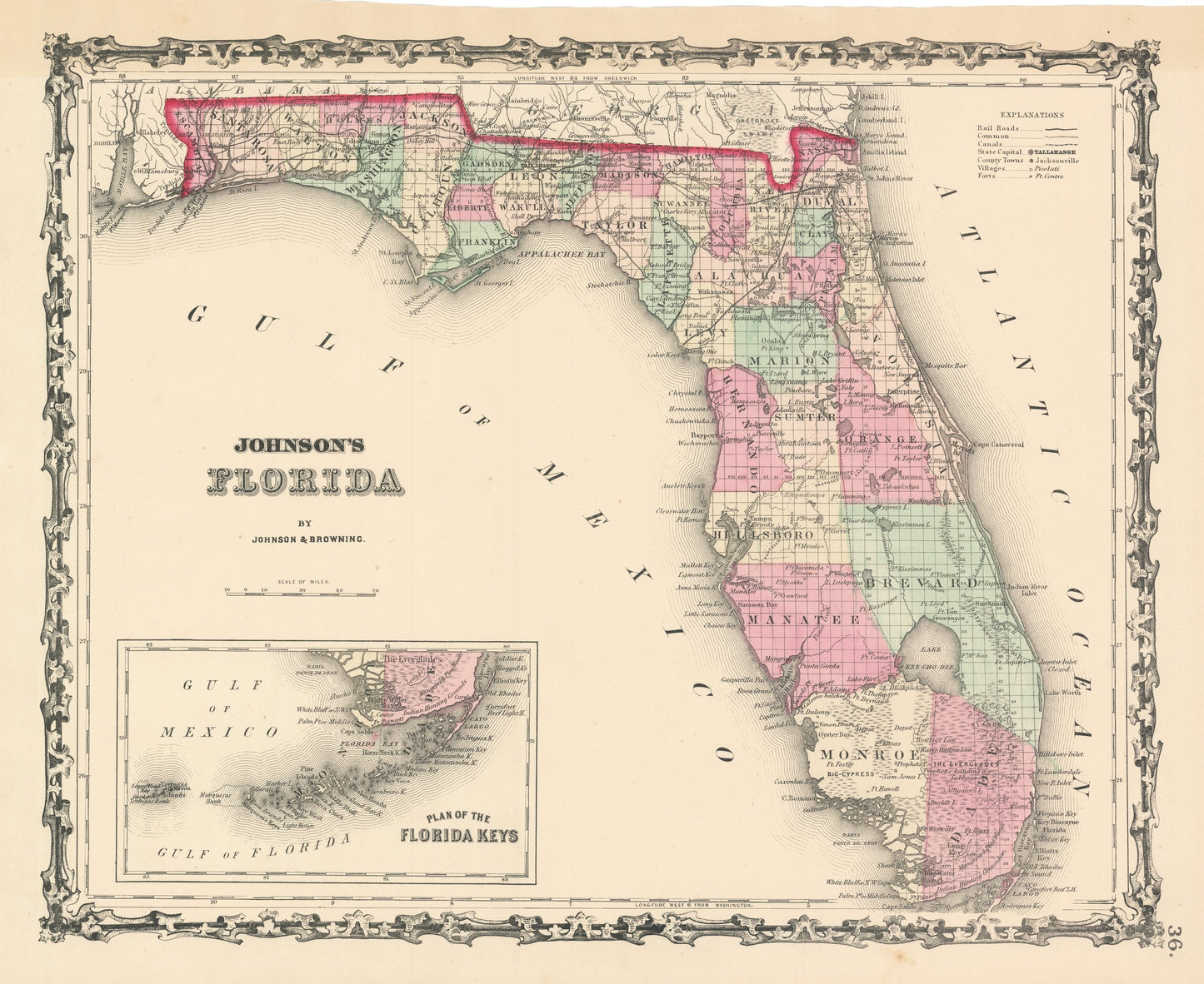1861 Johnson's Florida | Plan of the Florida Keys