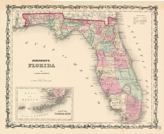 1861 Johnson's Florida | Plan of the Florida Keys