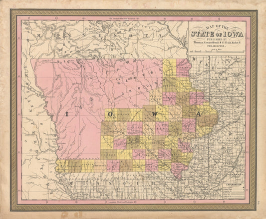 1850 Map of the State of Iowa