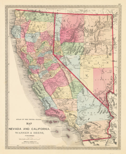 1872 Map of Nevada and California