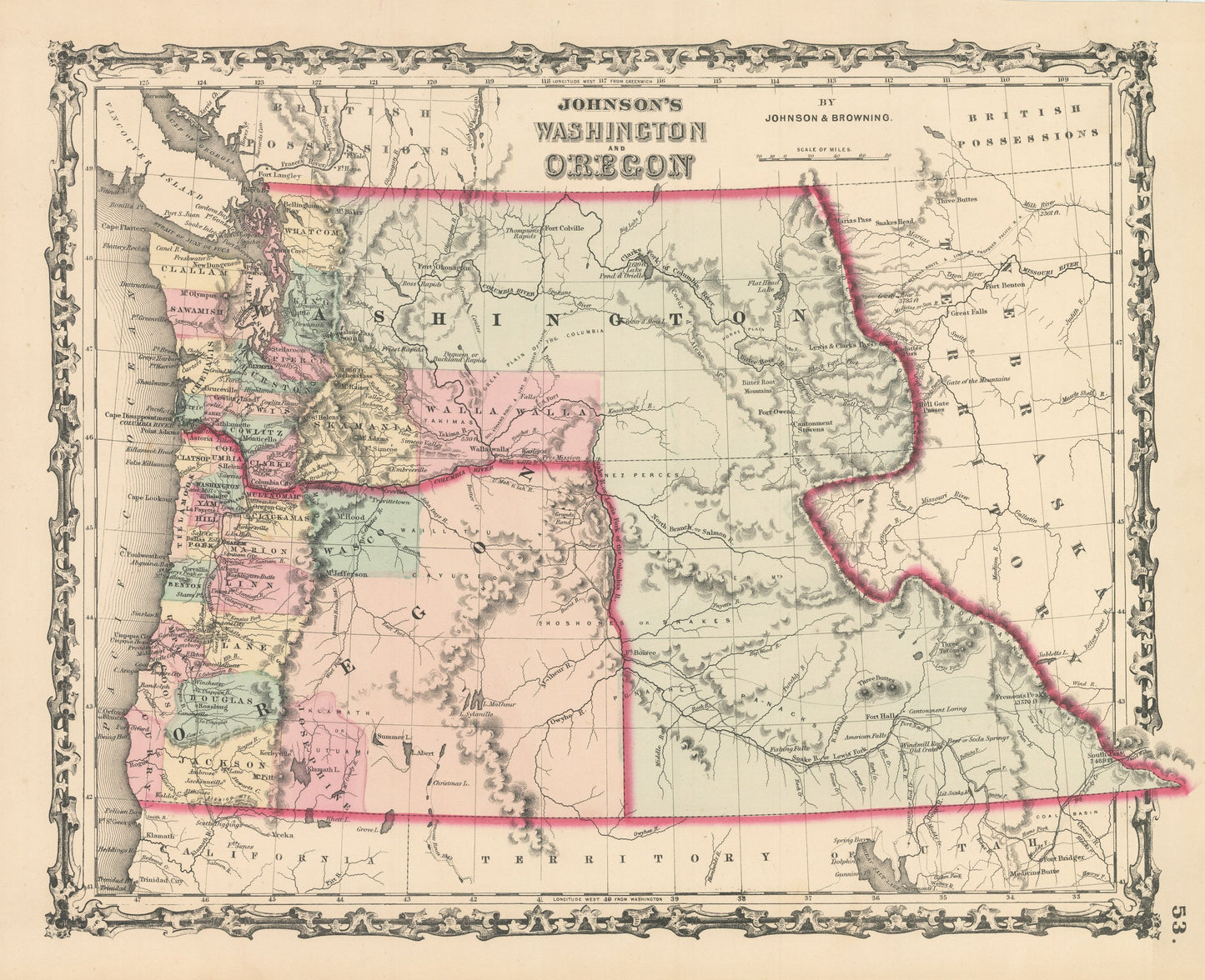 1861 Johnson's Washington and Oregon