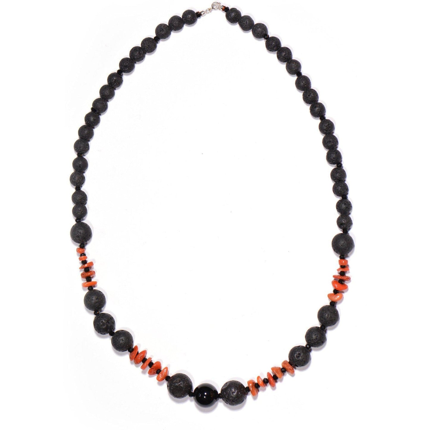 Collana con Pietra Lavica, Corallo rosso ed Onice