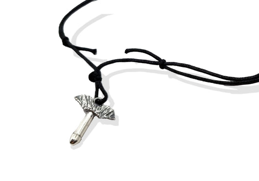 Collana filo stoffa con Fallo Alato grande di Pompei