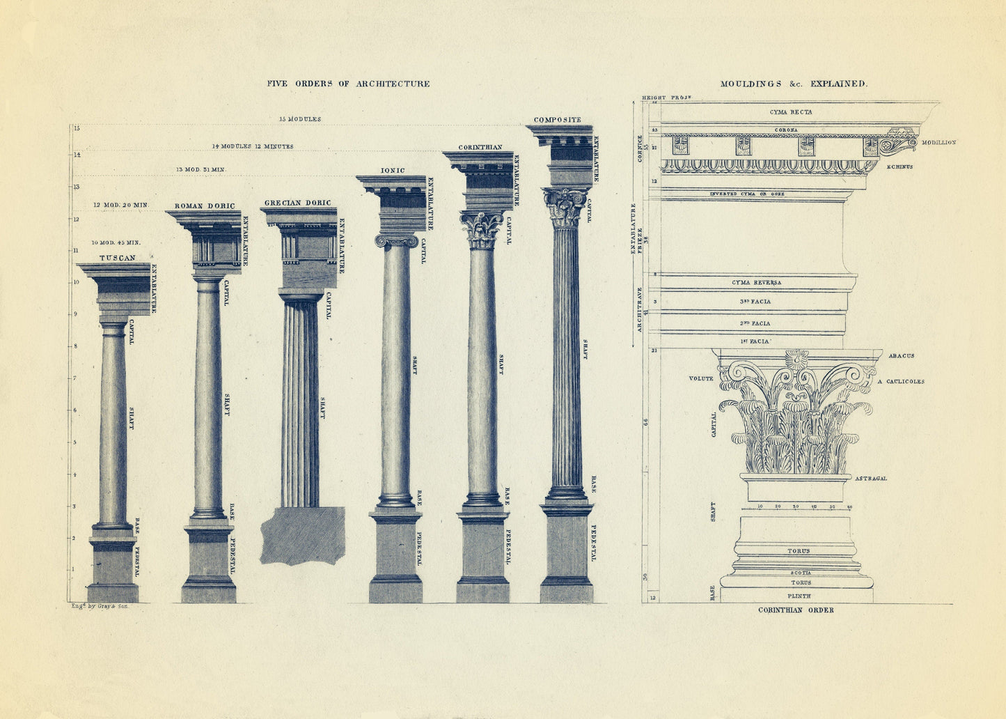 Orders of Architecture and Architectural Mouldings Print