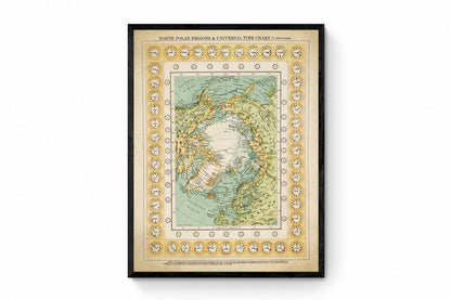 North Polar Regions and Universal Time Chart (Northern Hemisphere) dated 1909