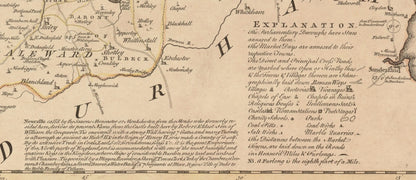 Northumberland Map dated 1760 divided into the wards