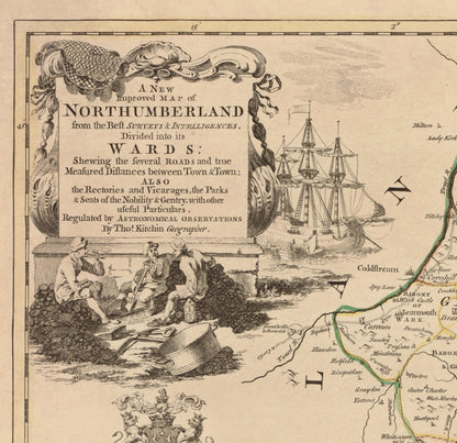 Northumberland Map dated 1760 divided into the wards