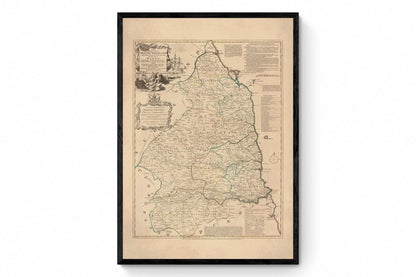 Northumberland Map dated 1760 divided into the wards