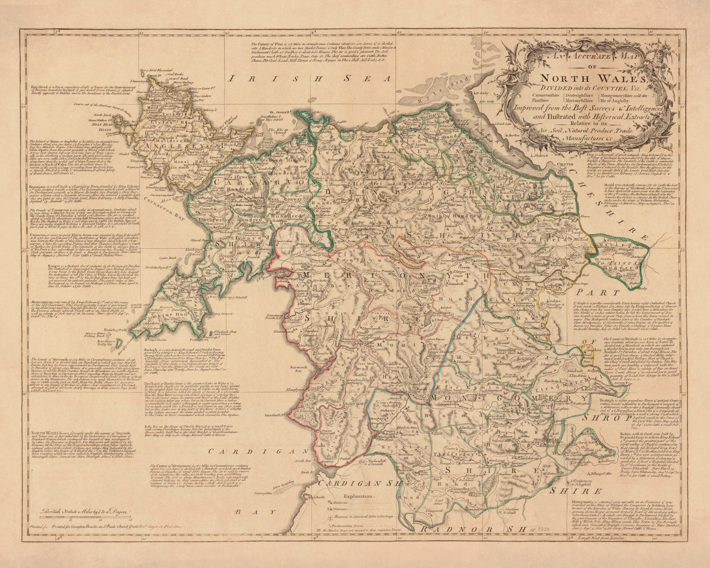 North Wales Map dated 1750